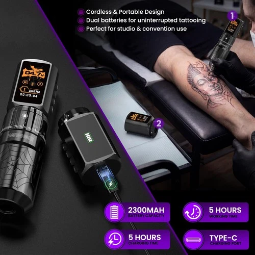 Wormhole 2 PCS 2300mAh Batteries Tattoo Gun Wireless Tattoo image 4