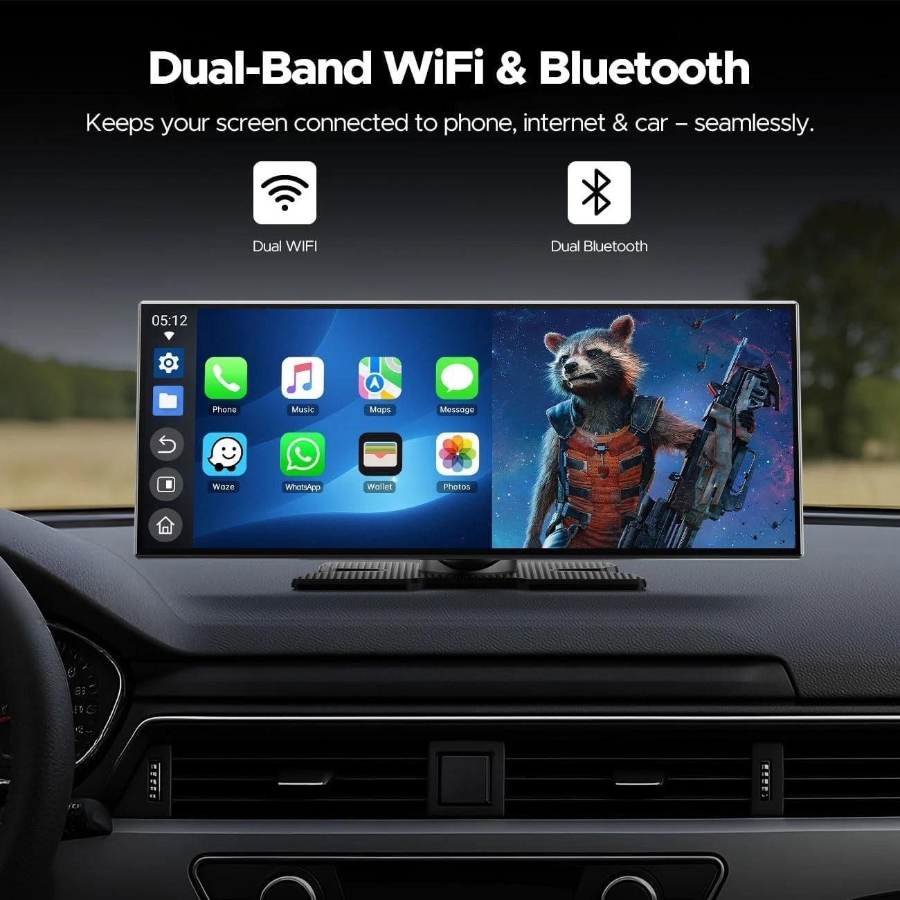 11.26" Portable Car Stereo Radio w/ Net-flix YouTube,Wireless AI Box TouchScreen
