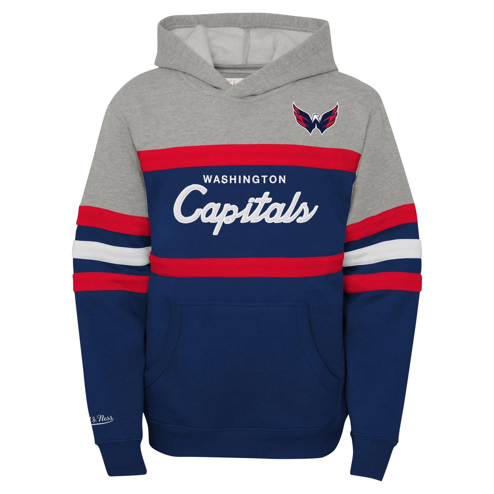 COACH Felpa con cappuccio pullover allenatore Washington Capitals grigio Mitchell & Ness giovane