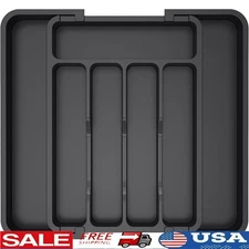 Adjustable Drawer Silverware Organizer 7 Compartments Utensil Storage Plastic US