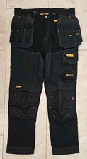 DeWalt Mens Size W34 L31 Black Logan Pro Stretch Work Trousers Cordura Knee Pcts