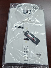 Kirkland Signature Men's Tailored Fit Dress Shirt White 15-32 100 Cotton 15/32