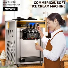 VEVOR Commercial Ice Cream Maker, 22-30L/H Yield, 2350W Countertop Soft Serve Ma