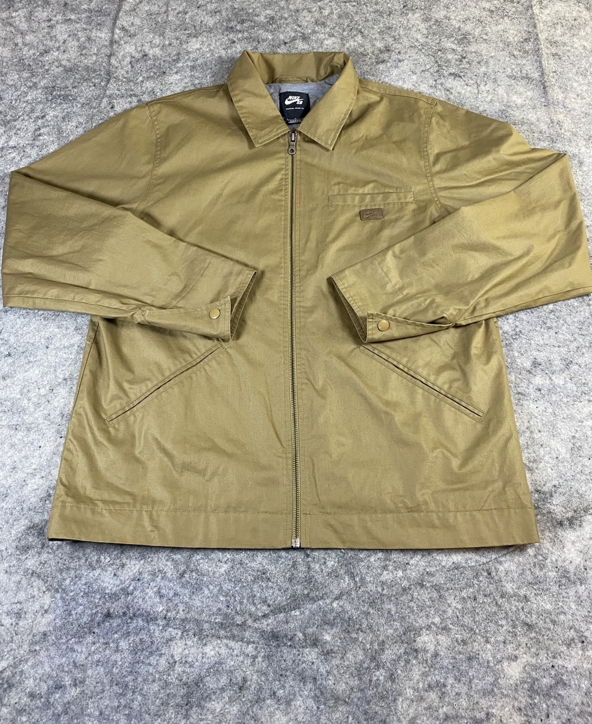 SACAI X NIKE Nike SB Skate Jacket Uomo Large Marrone Grigio Foderato Pelle Logo Leggero USA