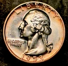 1953-P Washington Quarter 90% Silver Proof.GEM PROOF TONED!!!