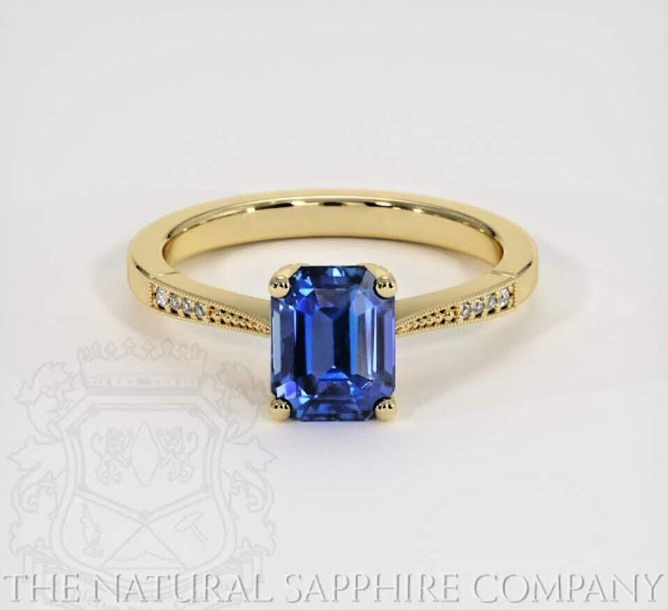 3 Ct Emerald Cut Sapphire Diamond Engagement Ring 18k Gold Plated Silver  