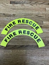 Pair Of First Responder FIRE RESCUE Helmet Crescent Decals Lime Green