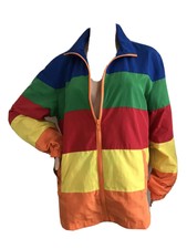 Forever 21 Rare Rainbow Retro Festival Rave Windbreaker Jacket Small Uk10-12 New