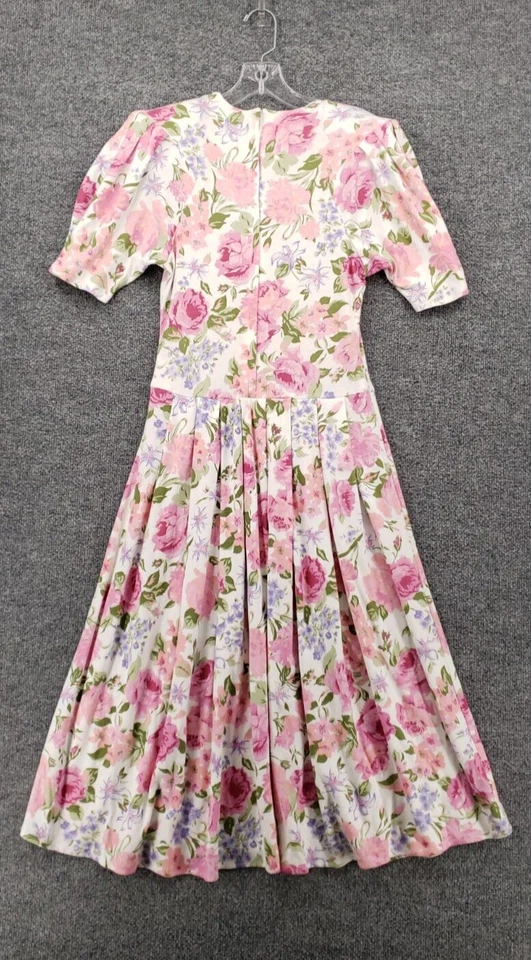VINTAGE Byer Too Dress Womens 7 Pink Maxi Floral Pleated A Line Cottagecore Y2K - Image 2 of 4