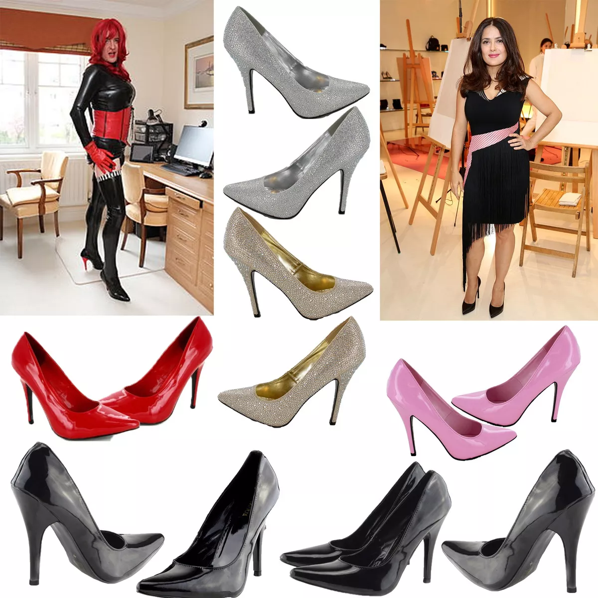 Unisex Drag Queen Crossdresser High Heel Platform Court Shoe Sizes 3 to 12 UK