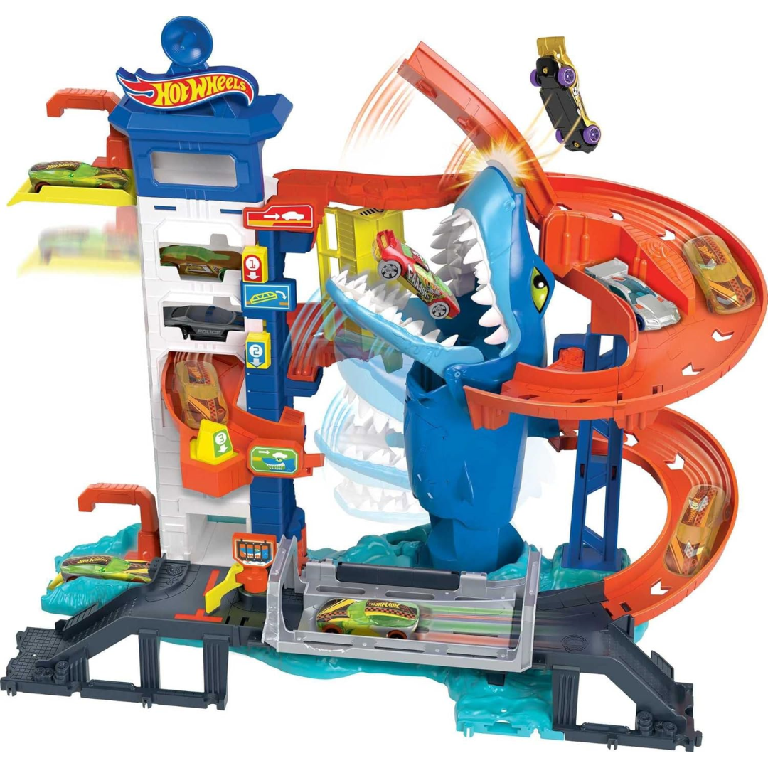 Hot Wheels City Attacks Shark Track Playset Inc Vehicle New Childrens Playset