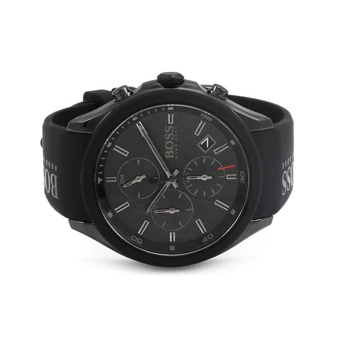 NEW BOSS MENS WATCH BLACK DIAL & RUBBER BLACK STRAP HB1513720 