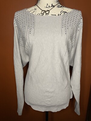 Vila Milano XL Pullover Sweater with Silver Rhinestones Long Sleeve High Rise