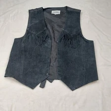 IDEA NUOVA WOMEN'S VINTAGE BLACK LEATHER FRINGE WESTERN BIKERCORE VEST SIZE M/L