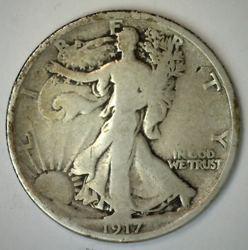 1917 S Reverse Walking Liberty Silver Half Dollar VG 50c US Type Coin Very Good
