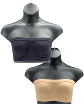 Rhonda Shear Angel Seamless Underwire Bandeau Bra Black/Nude -Set of 2