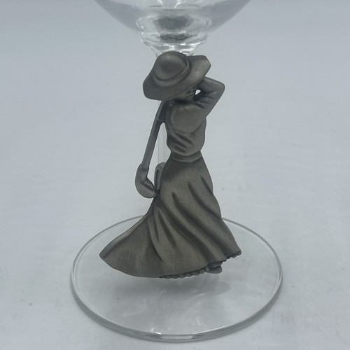 2 Vintage Pewter Golf Wine Glasses With Man And Woman eBay