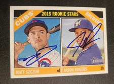Matt Szczur Jason Rogers Signed Autograph 2015 Topps Heritage Cubs Brewers