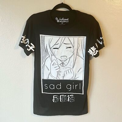 Weekend Warriors Sad Girl Anime Graphic Shirt size S