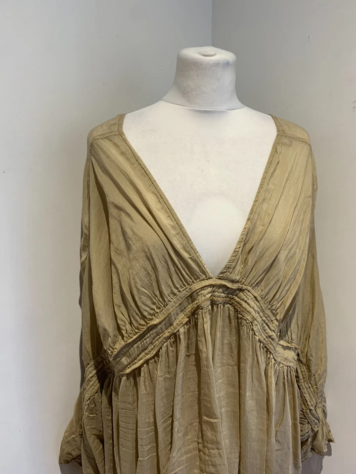 LaVaca Loca  blouse top NEW One Size lightweight unlined oversize ruched silk - Image 3 of 4