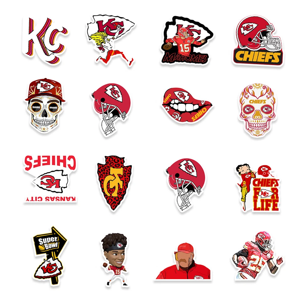 50 pegatinas de vinilo impermeables Kansas City Chiefs NFL fútbol americano teléfono equipaje Foto 4 de 4