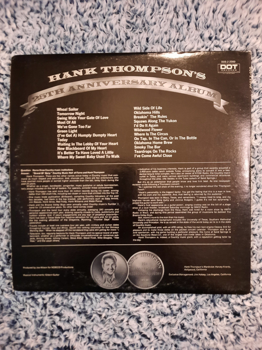 洋楽 HANK THOMPSON'S ANNIVERSARY ALBUM 洋楽 HANK THOMPSON'S ANNIVERSARY ALBUM Hank Thompson's 25th
