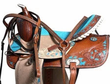 Western Barrel Racing Horse Saddle Premium Leather  with tack set 10'' to 18' in