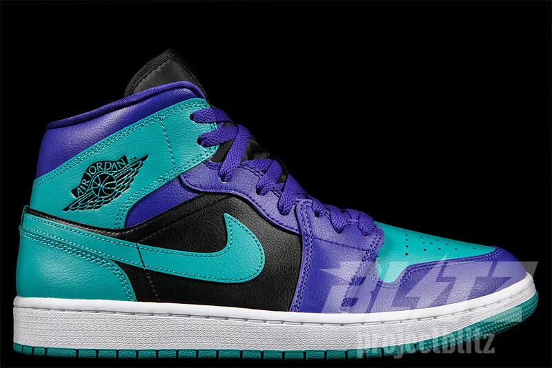 WOMENS AIR JORDAN 1 MID BLACK GRAPE 2022 BQ6472-502 DARK CONCORD NEW  EMERALD AJ1