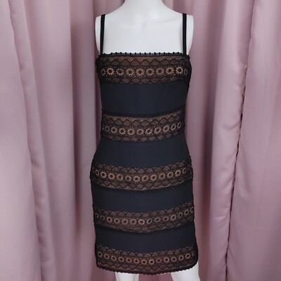 '90s Y2K Ever Beauty Women's Black Spaghetti Strap Lace Lined Sheath Dress  4 | eBay