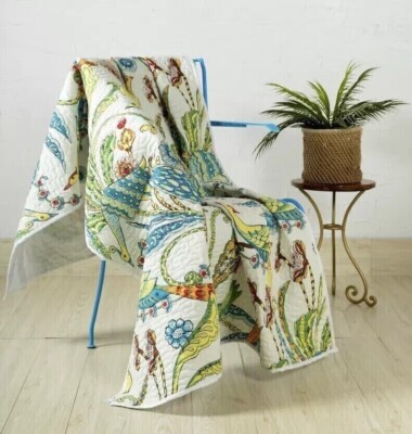 Vogel Bedruckt Indisch Patchwork Kantha Quilt Floral Baumwolle Tagesdecke Dec...