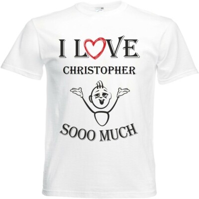 T-Shirt I Love Christopher für Damen Herren und Kinder ... in der Farbe Weiss