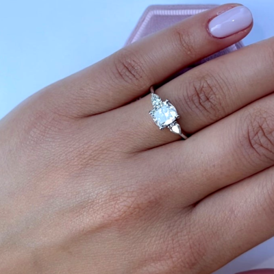 Bague De Fiançailles En Diamant De Laboratoire IGI - Or Blanc 18k, 1.3 Carats, Taille Sur Mesure