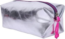 NWT Cat  Jack Pencil Case Silver Metallic 8.5"x3"x3" Lightweight