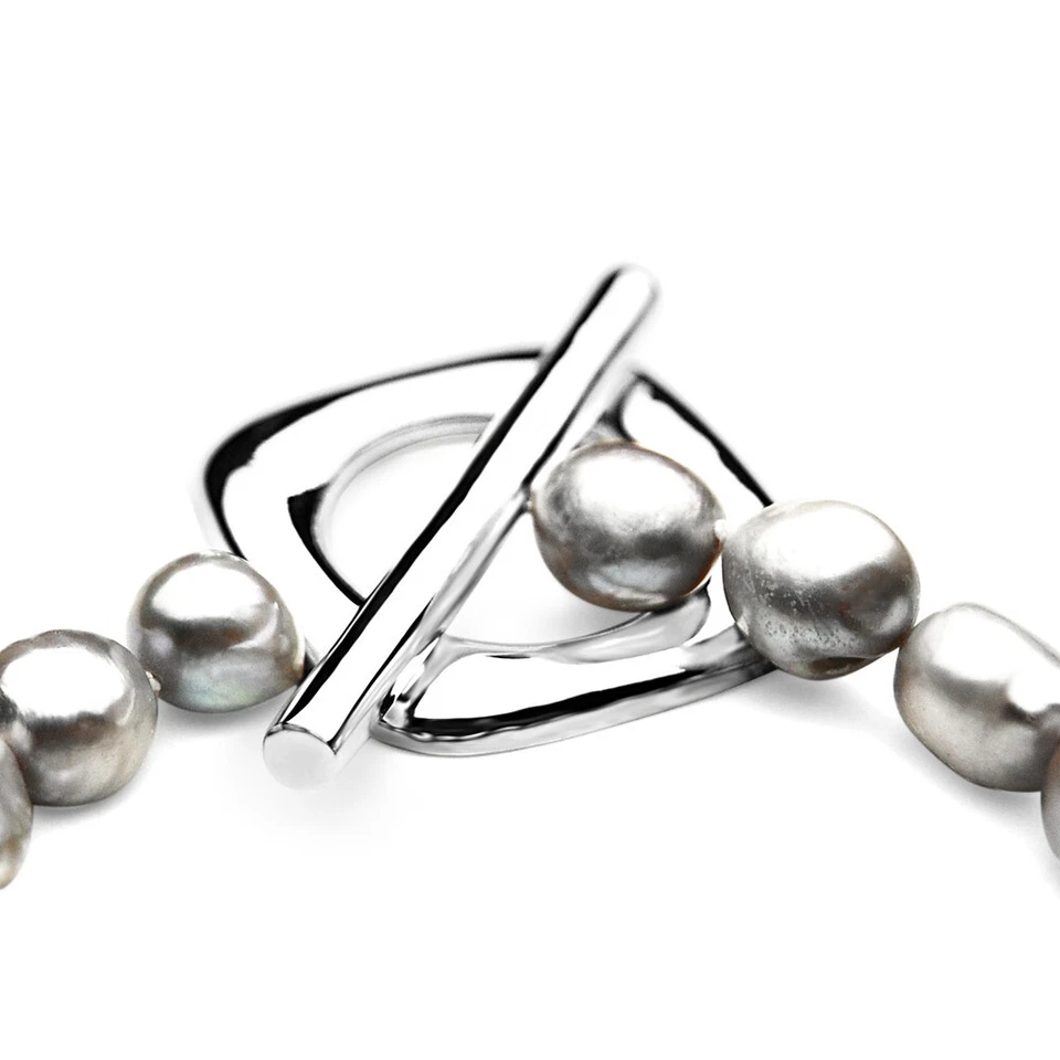 pacific pearls® 11 mm Freshwater Silver Baroque Vintage pearl bracelets for sale - Image 2 of 4