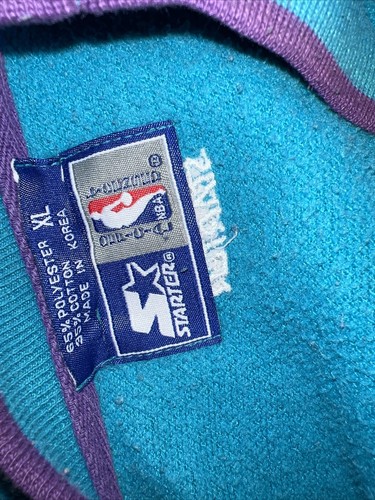 Vtg Charlotte Hornets Starter Crewneck Sweater puffy embroidered script - Picture 10 of 10