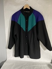 Komitor Beautiful Vintage USA Made Women's Black Wool Blend Coat EUC