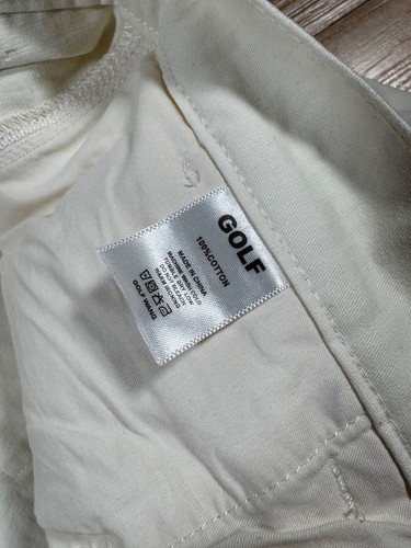 Pantaloni cargo Golf Wang panna bianco sporco cotone pesante twill gamba larga 34x30 - Foto 13 di 13
