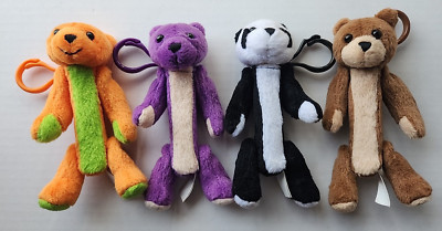 Plush Bear PEZ Dispenser & Clip Key chain Orange Purple Panda Fuzzy Friends 4
