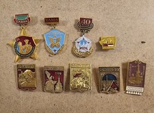 lot of 9 Vintage USSR Collection of Russian Soviet Pin Medals