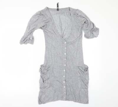 Bay Damen grau Rundhals Acrylmischung Cardigan Größe 6