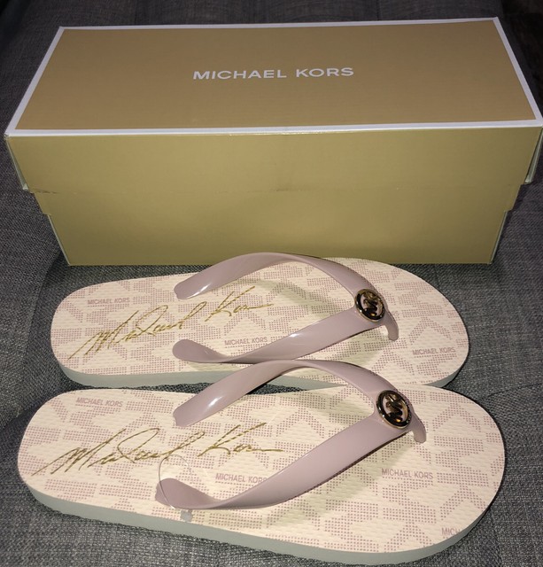 mk flip flops pink