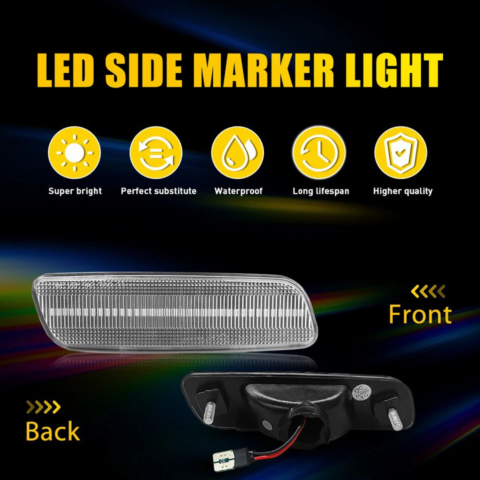 For Lexus GS300 GS430 IS300 LS400 Clear Amber LED Bumper Side Marker Lights M - Image 4 of 4