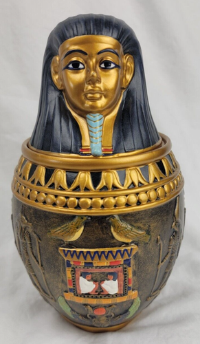 Decorative Egyptian Canopic Jar, 2005, 8 Inches Tall, Signed