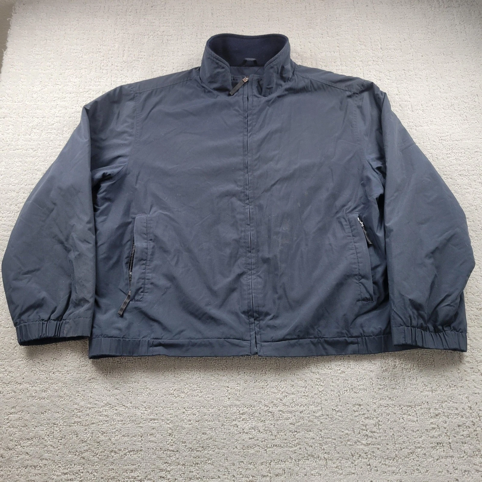 Eddie Bauer Jacket Mens XL Blue Windbreaker Collared Full Zip Lined Pockets