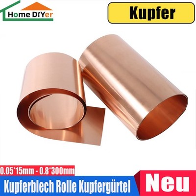 Reines Kupferblech Rolle Kupfergürtel 0.01~1mm Dicke Kupferfolie 10~120mm Breit