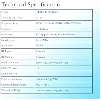 HDMI to RF Modulator with 1080P PLL Control