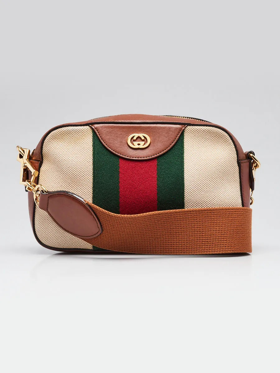 Gucci Beige/Brown Canvas/Leather Ophidia Camera Crossbody Bag