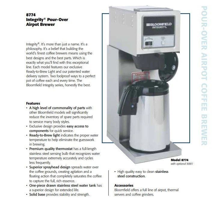 Bloomfield 8774-A Integrity Air Pot cafetera de llenado manual 120 V Foto 4 de 4