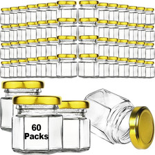 60 Pcs Small Glass Favor Jars with Airtight Lids, 1.5 Oz Mini Honey Jars for We