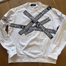 Dsquared2, Pullover,  Herren, XXL, weiß, 100 % original, Rundhals, Baumwolle